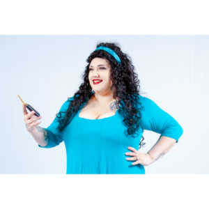 Dorian cosplaying as Deanna Troi from Star trek TNG.